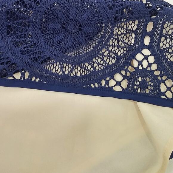 Chelsea Violet Blue Lace Dress Belted Boho Tunic Navy Blue Mini Slip Over NEW - Picture 7 of 14